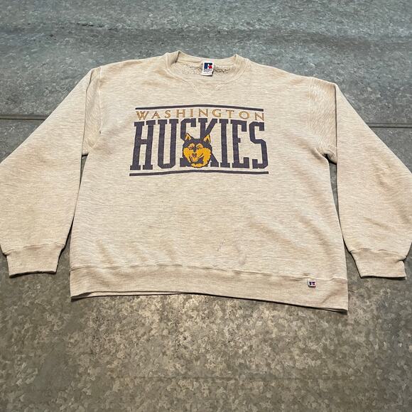 Vintage University of Washington Huskies Russell Athletic Sweatshirt Large USA - Picture 1 of 15